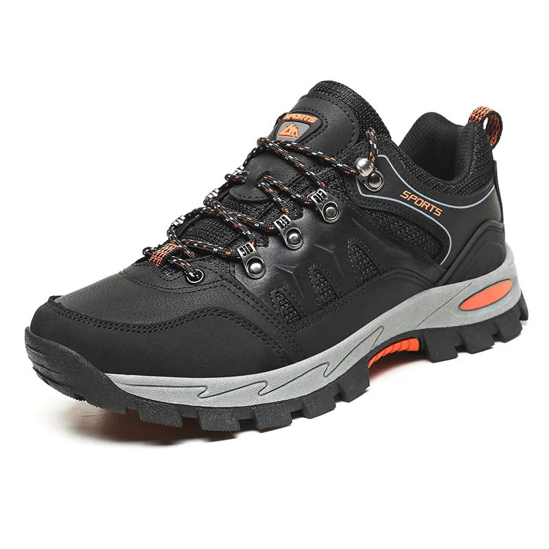 HIKEUP-zapatos de senderismo al aire libre para hombre y mujer, zapatillas deportivas de cuero de alta calidad, talla grande, Otoño e Invierno - imagen 3
