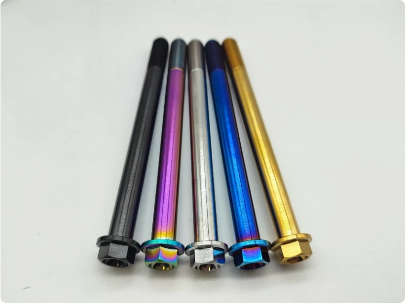 Pernos tácticos titanio TC4 cabeza de brida azules anodizados - imagen 5