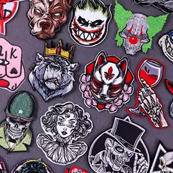 Parches Punk para planchar en la ropa, parches termoadhesivos para ropa, rayas de payaso, insignia de animales, Hippie