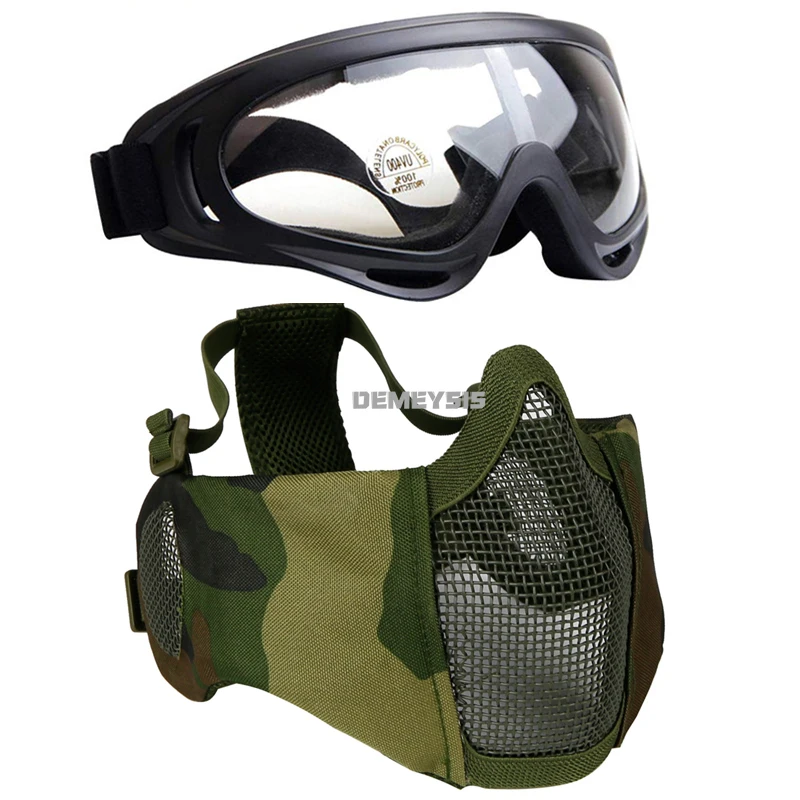 Máscara táctica de media cara Airsoft plegable de malla - imagen 2