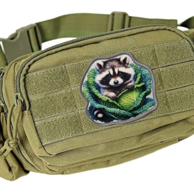 Parche táctico velcro mapache estampado para chalecos y brazaletes