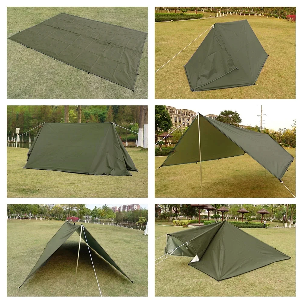 Lona de 19 puntos colgantes, impermeable, supervivencia, Bushcraft, refugio solar, tienda de sombra de playa, dosel para exteriores, toldo turístico para mochilero, 4x4, 3x3m - imagen 3