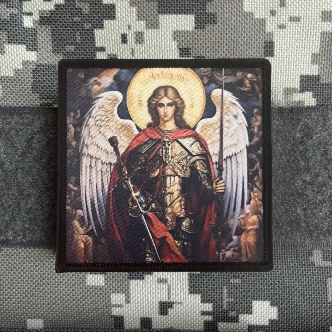 Insignia de moral divertida "Arcángel Michael", parche estampado, brazalete militar táctico, gancho y bucle, pegatinas para mochila al aire libre - imagen 3
