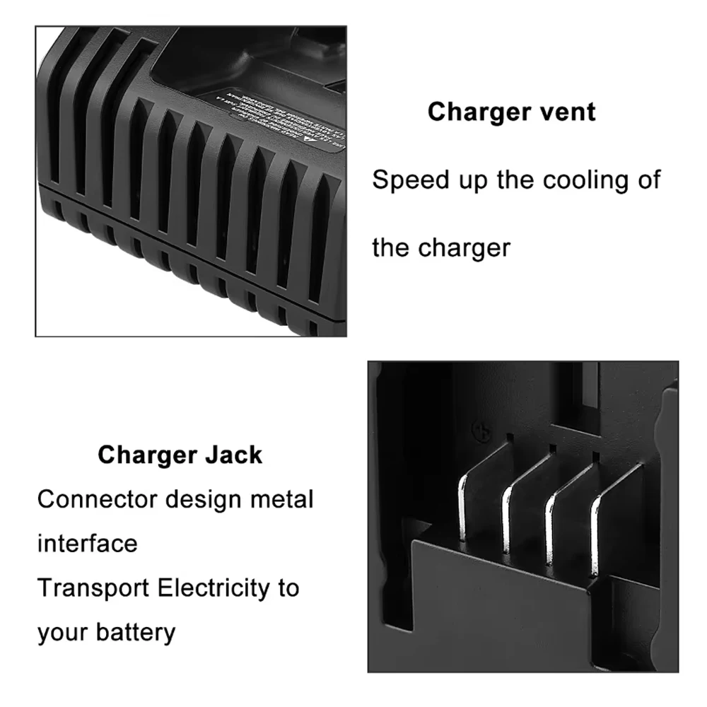 Cargador de batería de litio 2A, carga rápida para Black And Decker Stanley modelo LBXR20 LBXR20B ASL186K ASL188K 18V herramientas 10,8-18V - imagen 3
