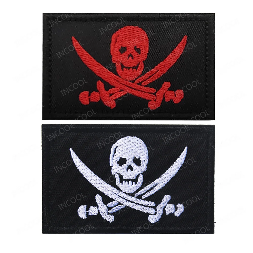 Parches bordados de calavera pirata reflectantes infrarrojos, parche de PVC que brilla en la oscuridad, insignias de combate táctico aplicadas - imagen 4