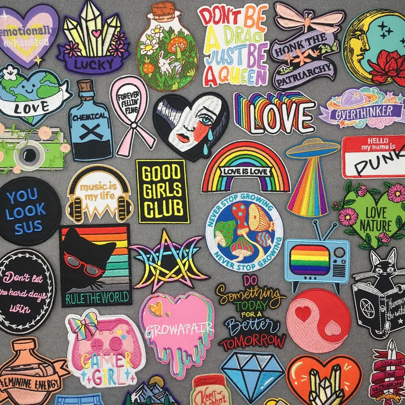 Parches bordados de dibujos animados para ropa, pegatinas de flores, parches para planchar en la ropa, apliques de costura DIY - imagen 2