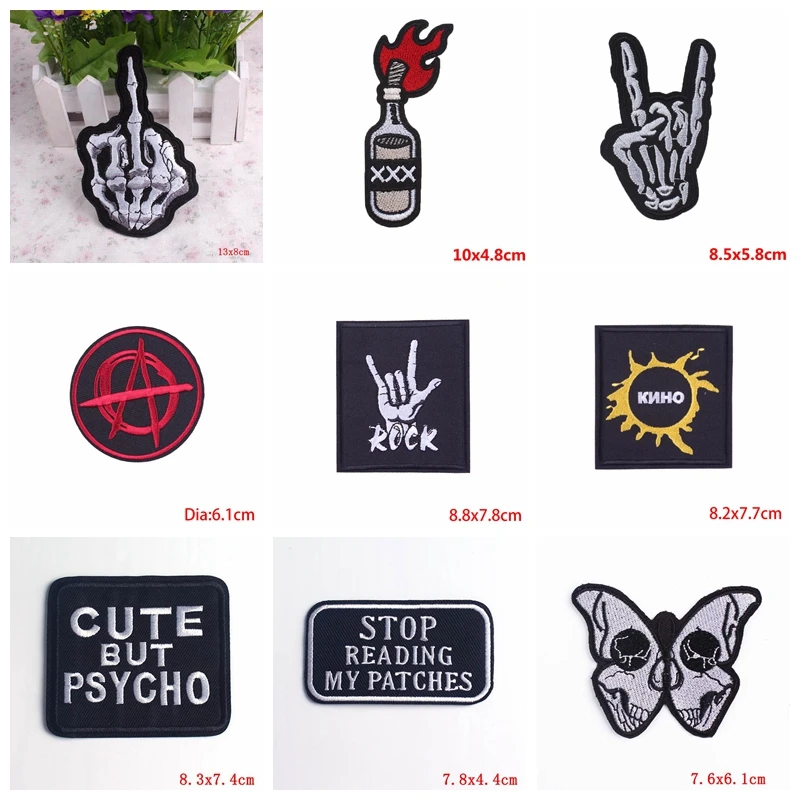 Parches termoadhesivos calavera dedo rock punk para vaqueros - imagen 2
