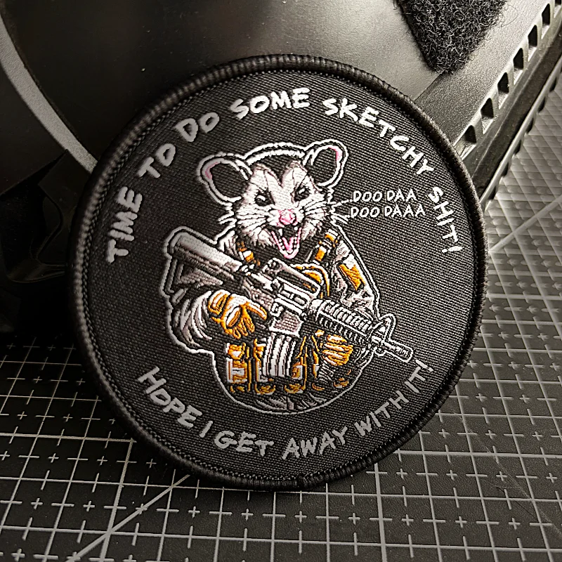 Parches tácticos de soldado rato, parche bordado del ejército, gancho y bucle, insignia de moral de guerrero roedor, brazalete militar, pegatina para mochila - imagen 2