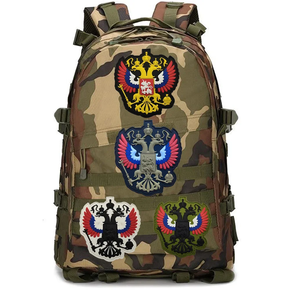 Emblema de Rusia, insignia bordada con bandera de águila de dos cabezas, insignia rusa de PVC 3D, parche de gancho y bucle para mochila, sombreros, chaleco para casco de combate - imagen 3