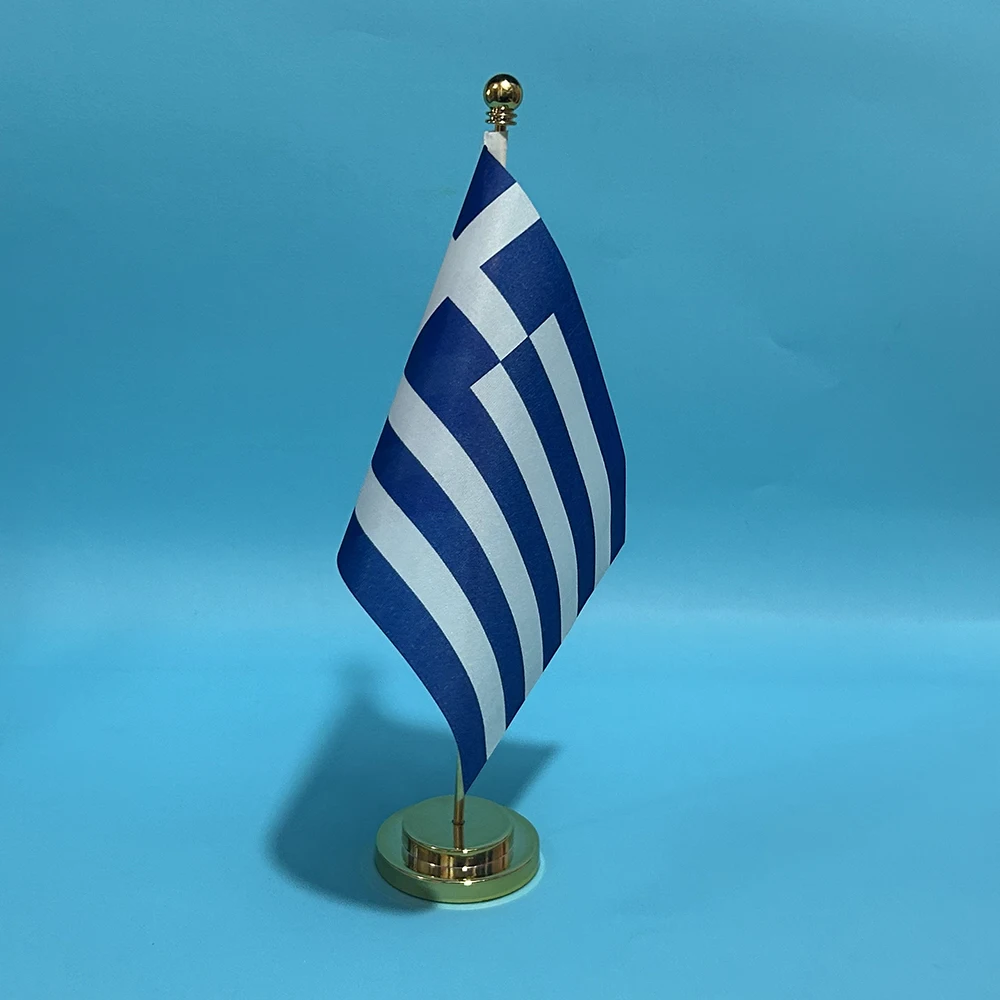 BANDERA DE SKY, bandera de escritorio de oficina, bandera de Grecia, 14x21cm, bandera de mesa de poliéster, bandera nacional griega, adornos de escritorio, banderas - imagen 3