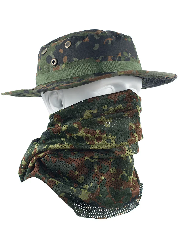 Bufanda táctica de gasa de camuflaje moteado alemán, protector solar al aire libre, máscara de equitación, sombrero de pescador, gorra de béisbol, bufanda de red de camuflaje - imagen 4