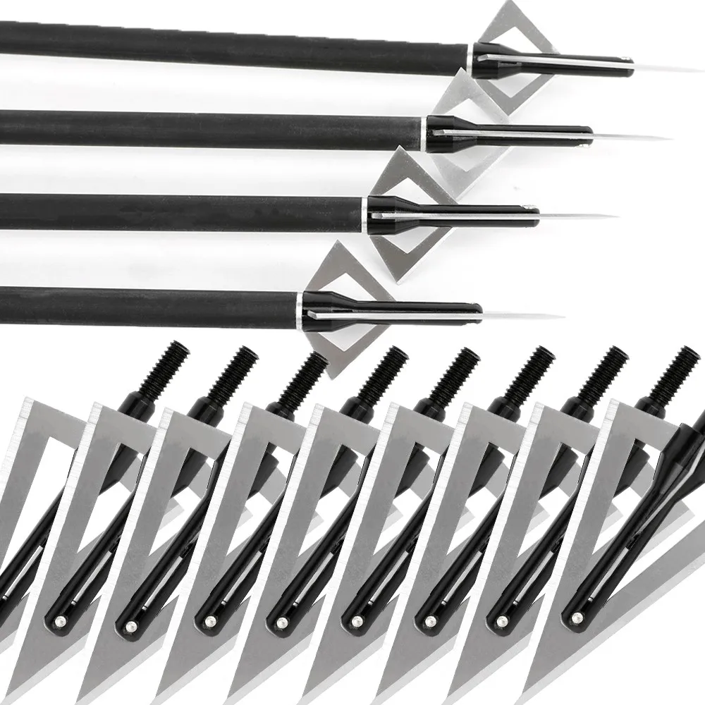 Puntas anchas de hoja afilada para tiro con arco de 120 granos, 6/12 Uds., punta de flecha, puntas atornilladas universales para tiro al aire libre, caza, flechas DIY