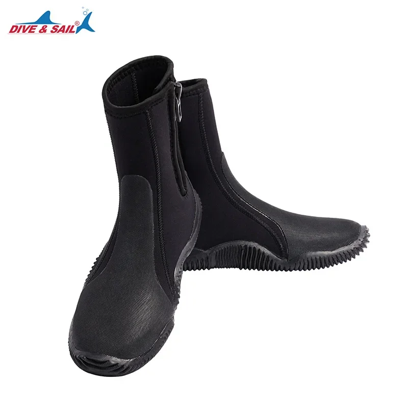 Bota de buceo de neopreno Premium de 5MM, zapatos de agua de 5m, botines de traje de neopreno con suela de goma antideslizante con cremallera para Surf y buceo - imagen 3
