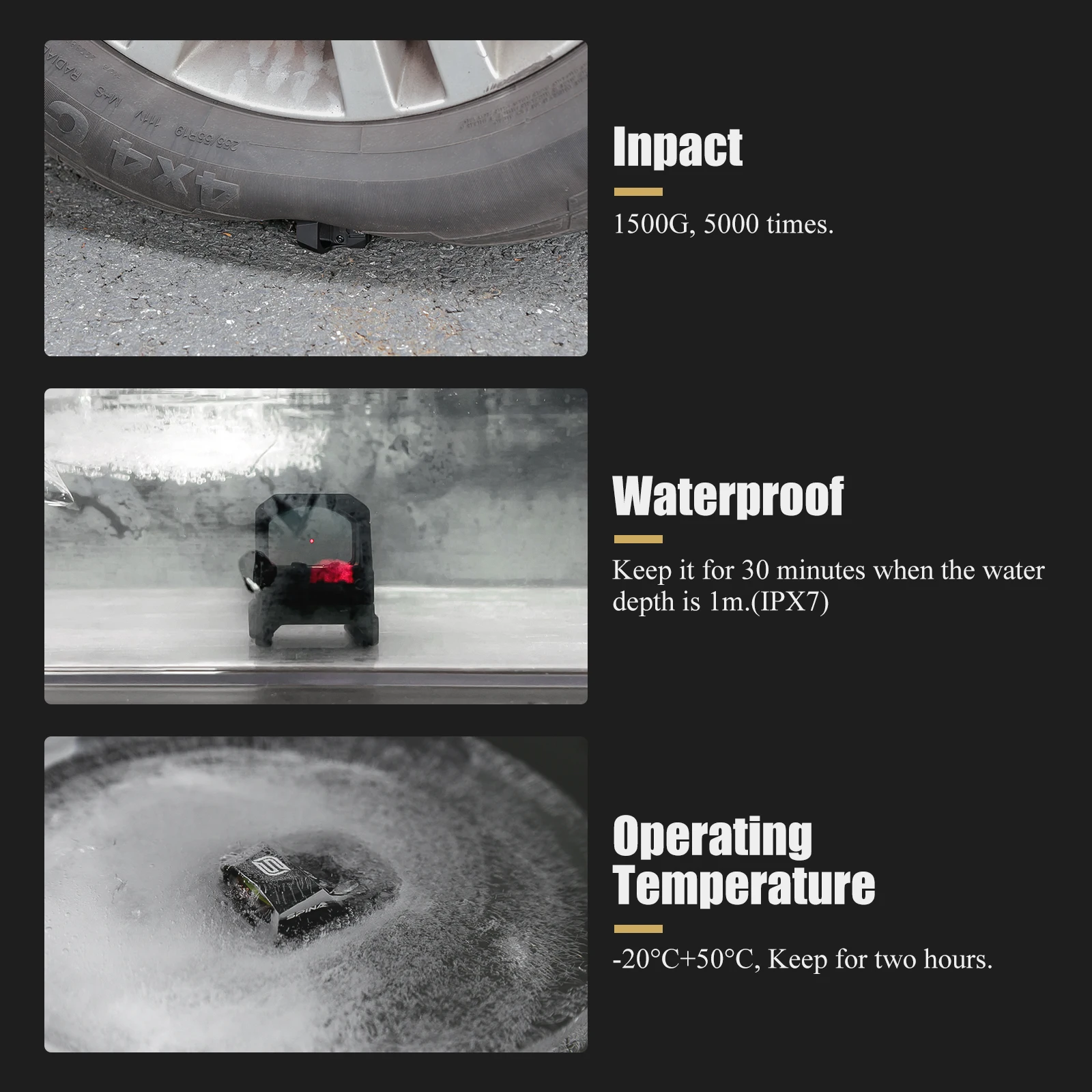 SPINA OPTICS-mira de punto rojo para pistola Glock, mira de Rifle IPX6 a prueba de agua, ajuste de 20mm Picatinny G17 19 9mm AR, etc. - imagen 4