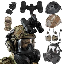 Casco Airsoft con auriculares tácticos máscara completa L4G24 NVG modelo casco cubierta y máscara de pasamontañas Fcae para tiro al aire libre caza
