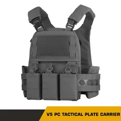 Chaleco táctico V5 FCPC, portador de placa, chaleco de caza, cuerpo, sistemas MOLLE portátiles, bolsa para revistas Triple 556