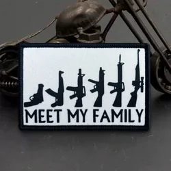 Conheye a mi familia, parches tácticos de moral, parche divertido de gancho y bucle, insignia militar, brazalete, pegatinas para mochila