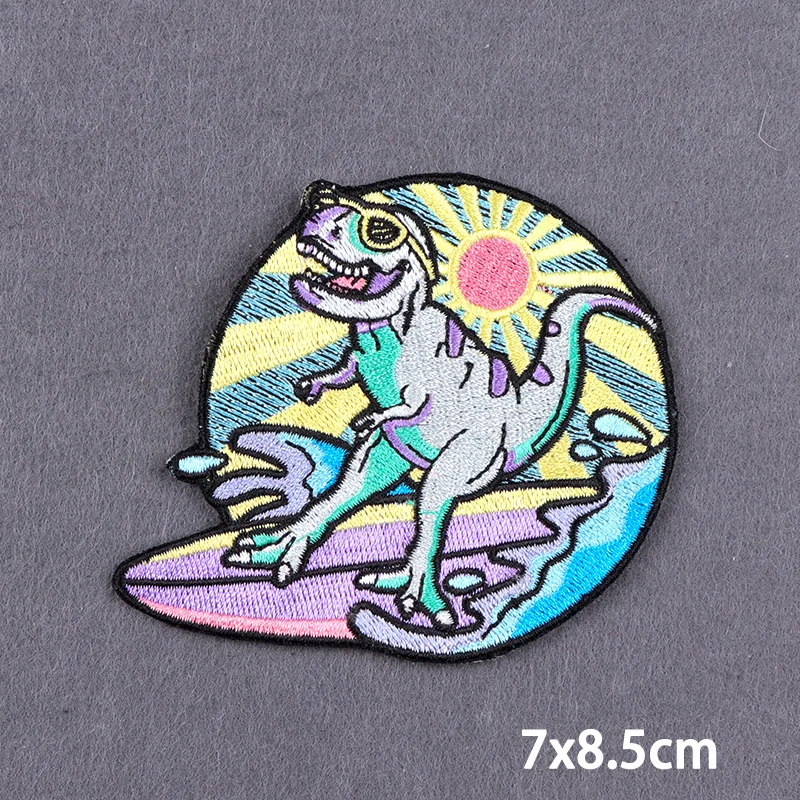 Parche de dibujos animados para ropa, bordado de dinosaurio DIY, Rana Punk, parches de planchado para decoración de ropa - imagen 5