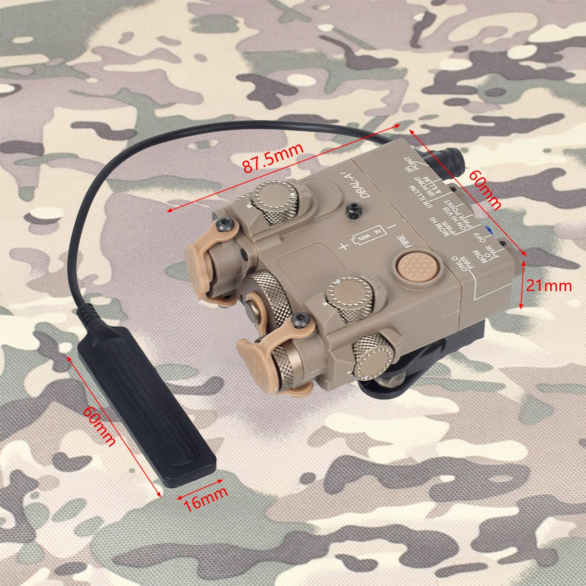 Luz de arma táctica DBAL-A2, mira láser de punto rojo y verde, linterna LED para Rifle Airsoft AR15 M4, linterna con montaje QD - imagen 2