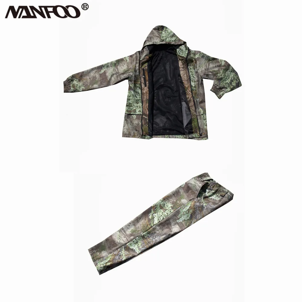 Primavera otoño chaqueta a prueba de viento pantalones arbusto camuflaje biónico caza pesca traje suave suelto resistente al desgaste ropa a prueba de lluvia