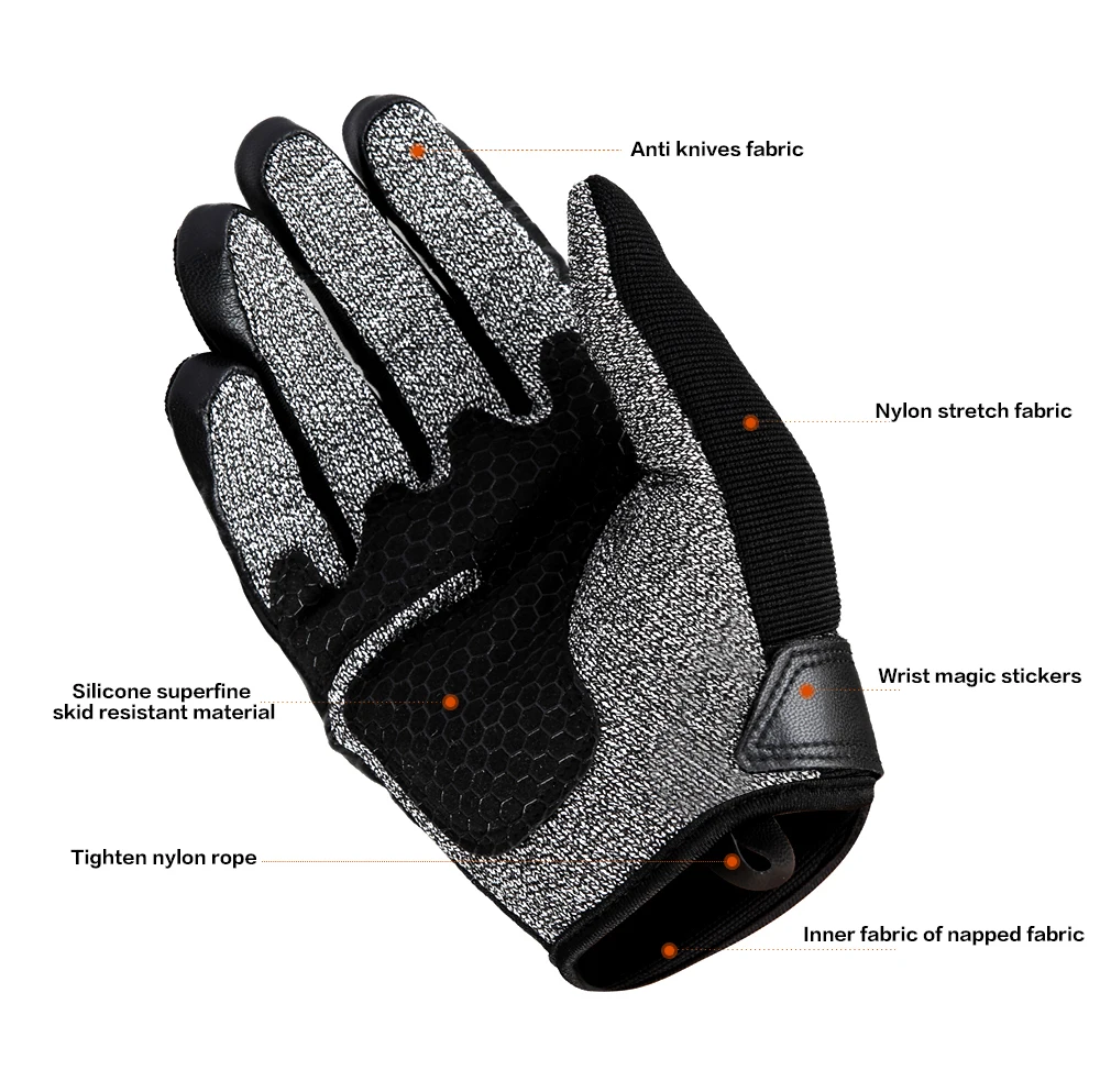 AQzxdc Guantes resistentes a cortes de protección para exteriores 5, guantes de trabajo tácticos duraderos con pantalla táctil y airbag a prueba de golpes, guantes de trabajo - imagen 5