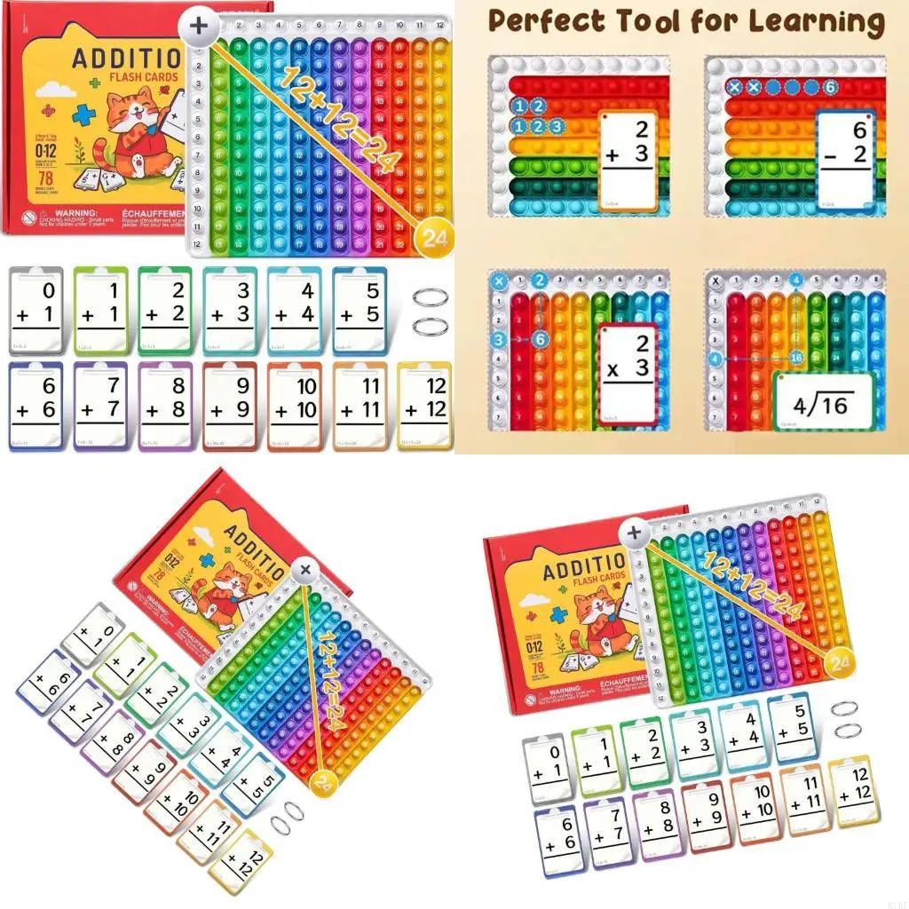 Tarjetas interactivas estudio matemáticas, tarjetas educativas coloridas aritmética para niños, tarjetas papel