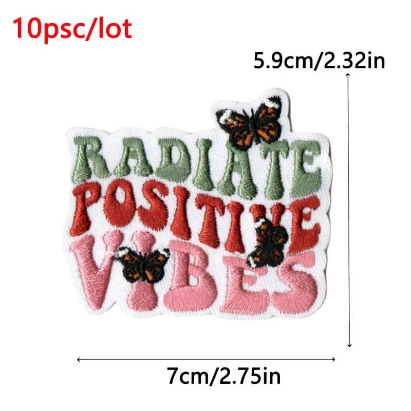 10 unids/lote de parches de letras de dibujos animados para ropa, parches bordados con plancha de flores - imagen 5