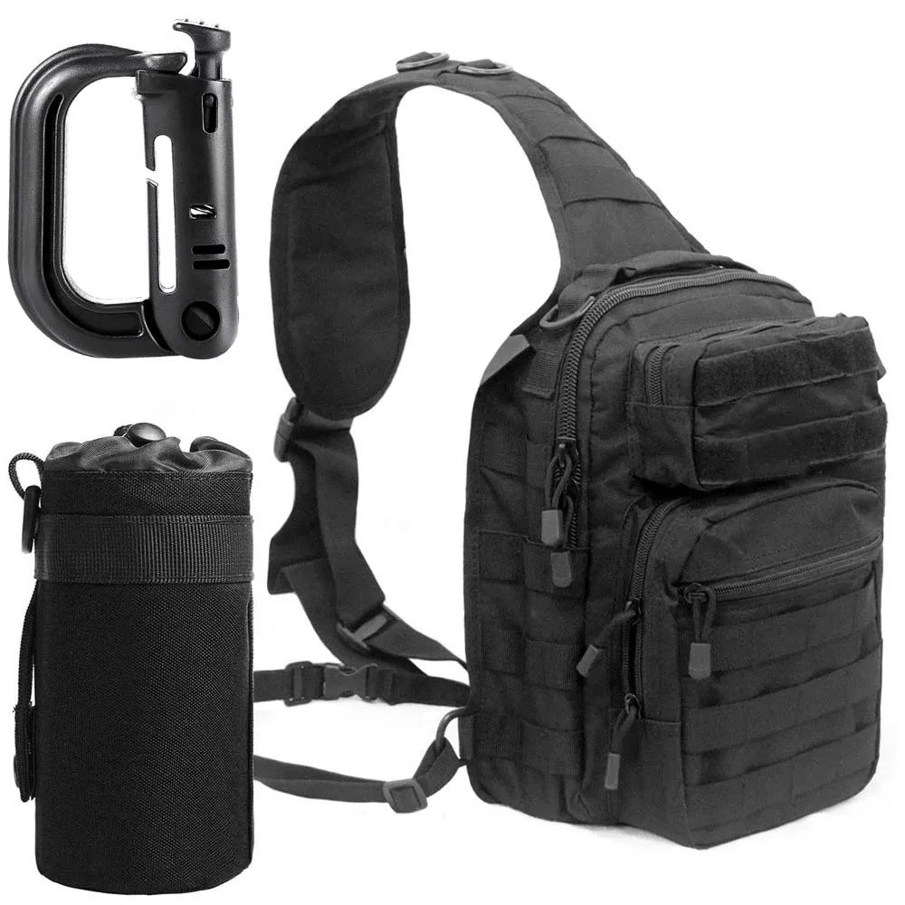 Bolsa de pecho táctica Molle, bandolera de un solo hombro, mochila para senderismo y ciclismo al aire libre, bolsa de herramientas duradera, soporte para botella de agua
