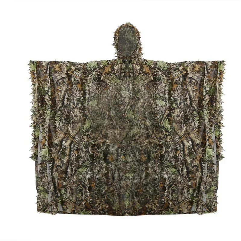 Camuflaje de caza capa de hoja 3D Yowie Ghillie Poncho abierto transpirable tipo camuflaje Poncho para observación de aves cortavientos traje de francotirador equipo - imagen 4