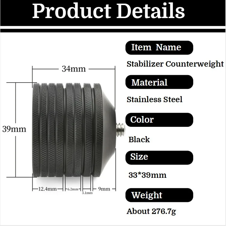 Contrapeso de arco, estabilizador de arco de tiro con arco de rosca de 1/4-20 ", barra de equilibrio de peso, Reduce el peso de la vibración, amortiguador de ruido, arco de caza Acc - imagen 5