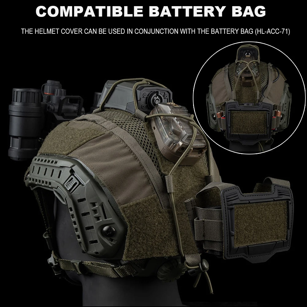 Funda para casco táctico Gen 4th estilo camuflaje Ops-Core FAST tela para casco de corte alto con bolsa para batería NVG accesorio de caza Airsoft - imagen 5