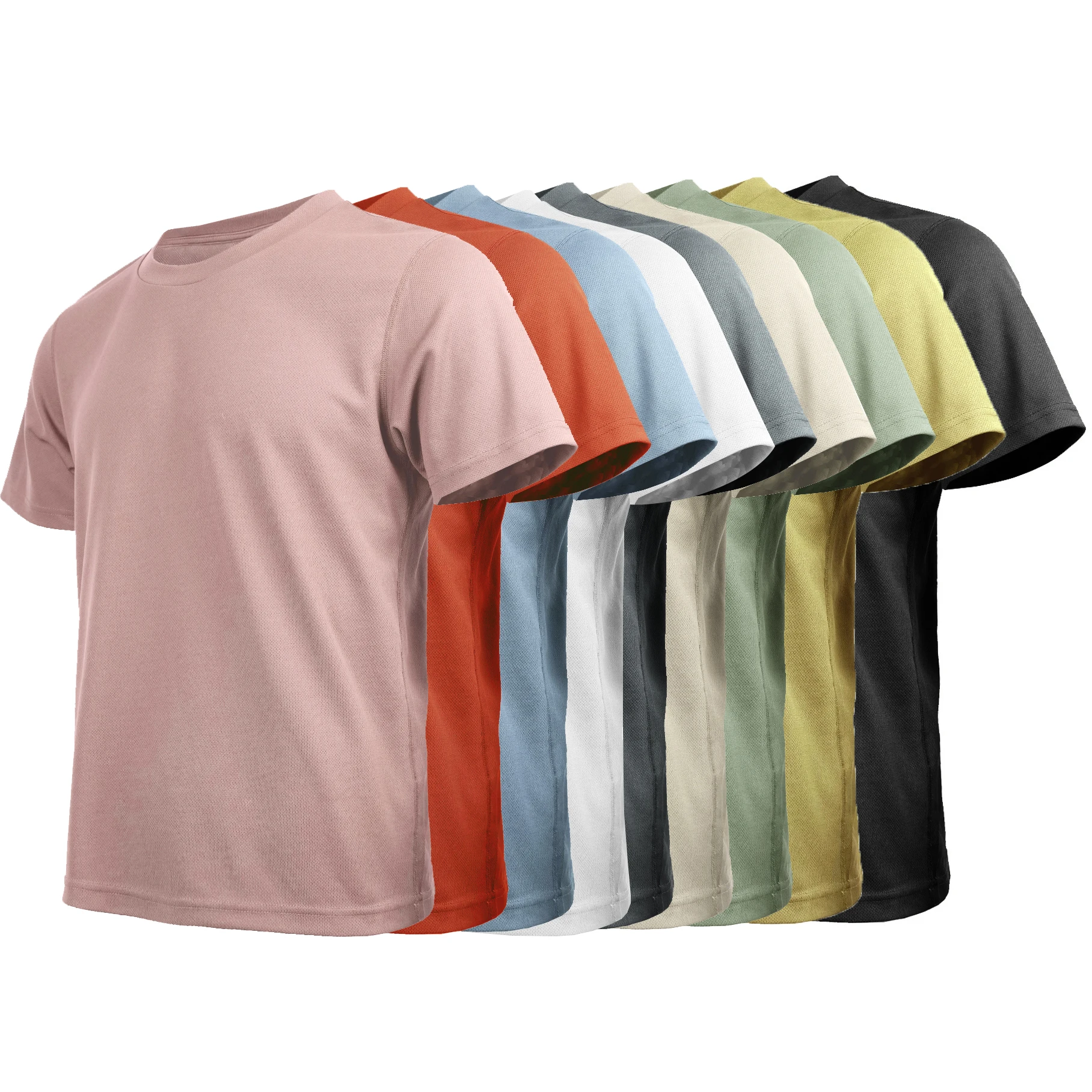 Ropa de entrenamiento táctico de secado rápido, camiseta holgada y transpirable de manga corta para hombre, top deportivo de color sólido