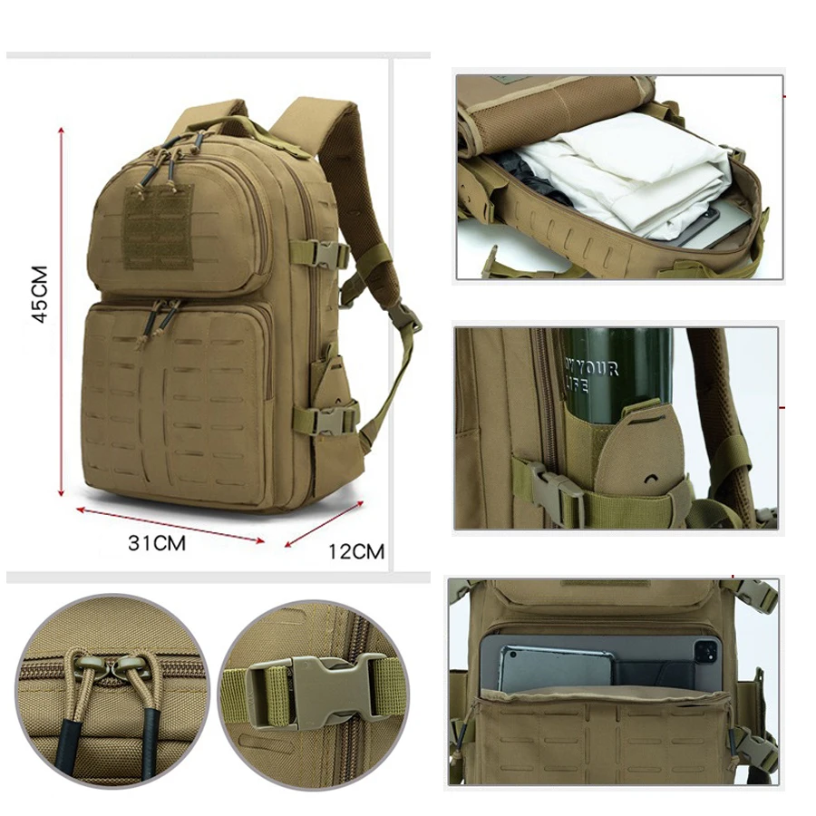 Mochila táctica MOLLE para camping, senderismo, pesca y caza - imagen 3