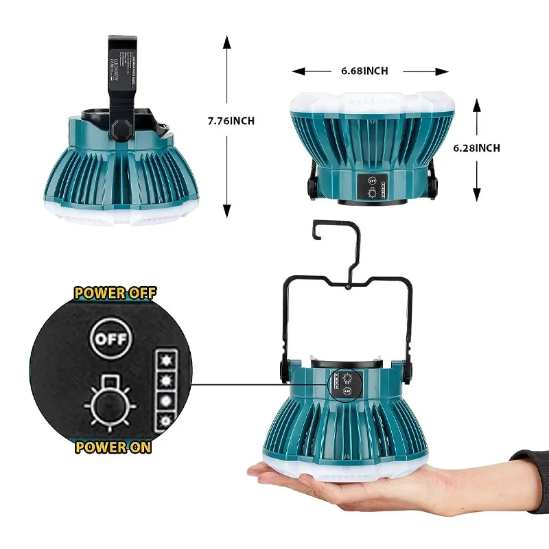 Linterna de camping LED de 2400LM para batería de litio Makita 18V LXT, luz de trabajo LED de 24W para reparación de automóviles, camping, emergencias y obstáculos - imagen 3