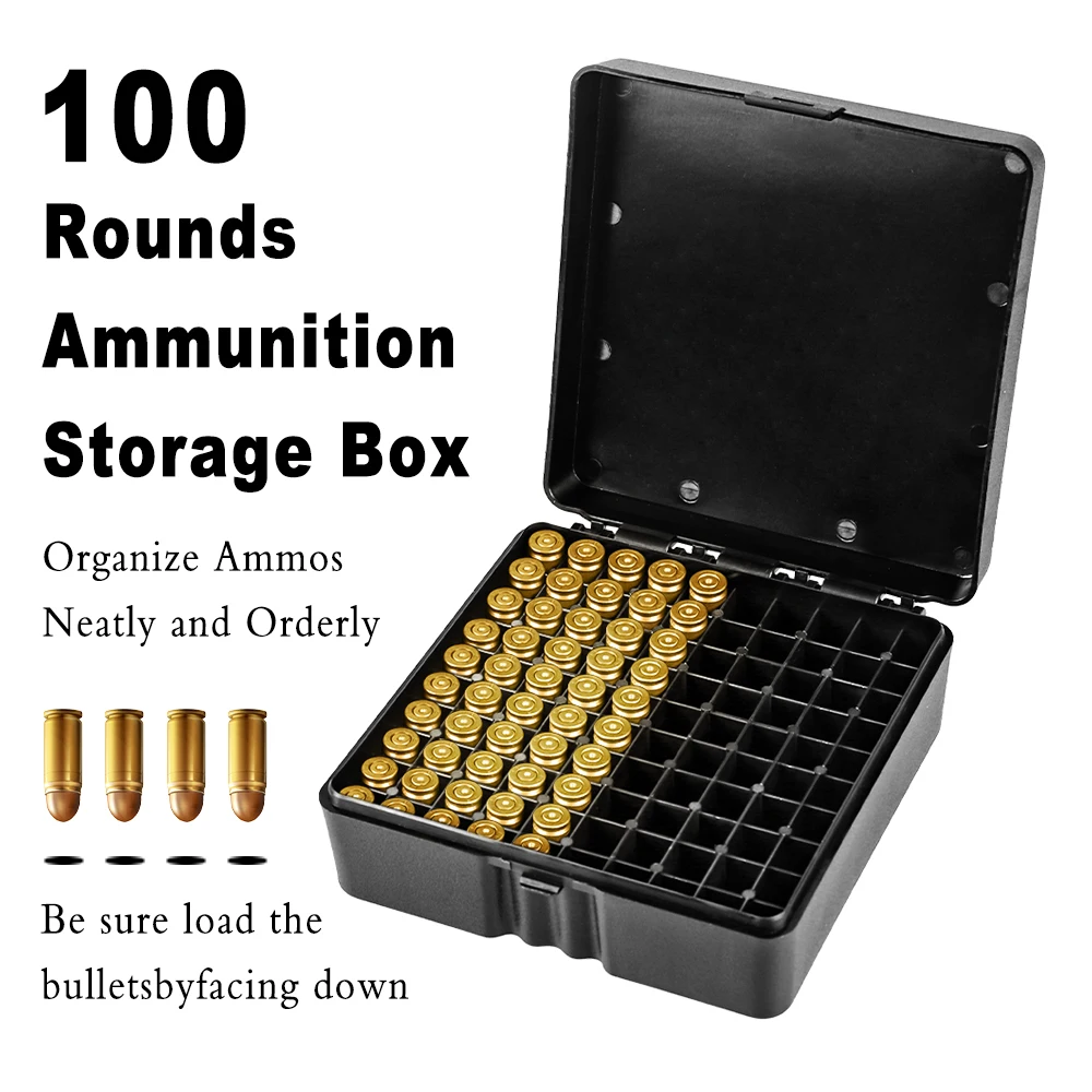 Caja de munición de 100 balas. 38Super caja de soporte de carcasa de bala pistola Rifle caja de almacenamiento de transporte de munición estuche de cartucho accesorios de caza - imagen 2