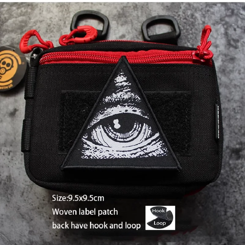 Brazalete tejido de ojo de Dios caliente, insignia de ojo que todo lo ve, pegatina de moral para mochila, pegatina DIY con parche de gancho y bucle - imagen 5