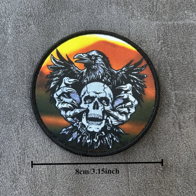 Parche táctico con estampado de calavera para ropa, insignias de moral, parches militares con gancho, pegatinas para mochila - imagen 3