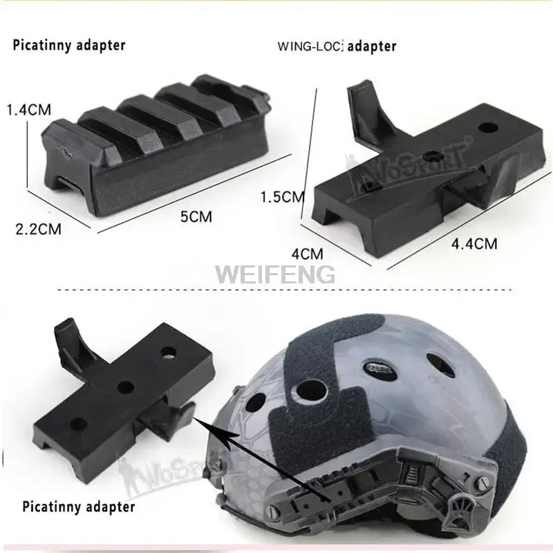 Adaptadores de riel de abrazadera giratoria táctica NVG, hebilla de riel para gafas, adaptador para casco, accesorios para casco de cuerda de nailon - imagen 3