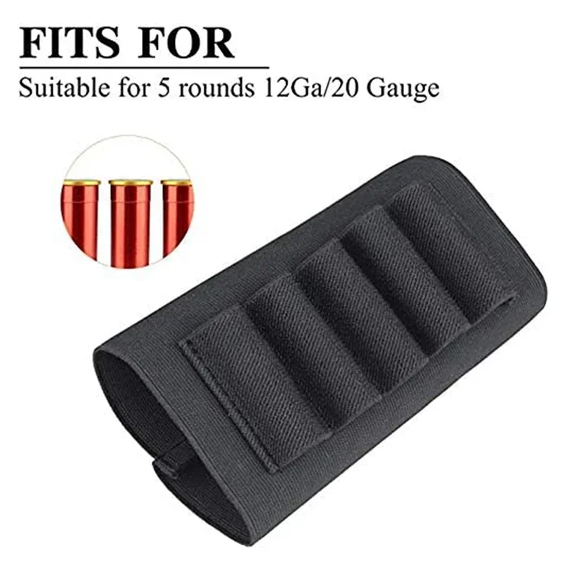 Escopeta táctica calibre 12/20, bolsa para cartuchos de reposa mejillas, bolsa para pistola de tiro, accesorios universales elásticos para pistola de caza - imagen 2