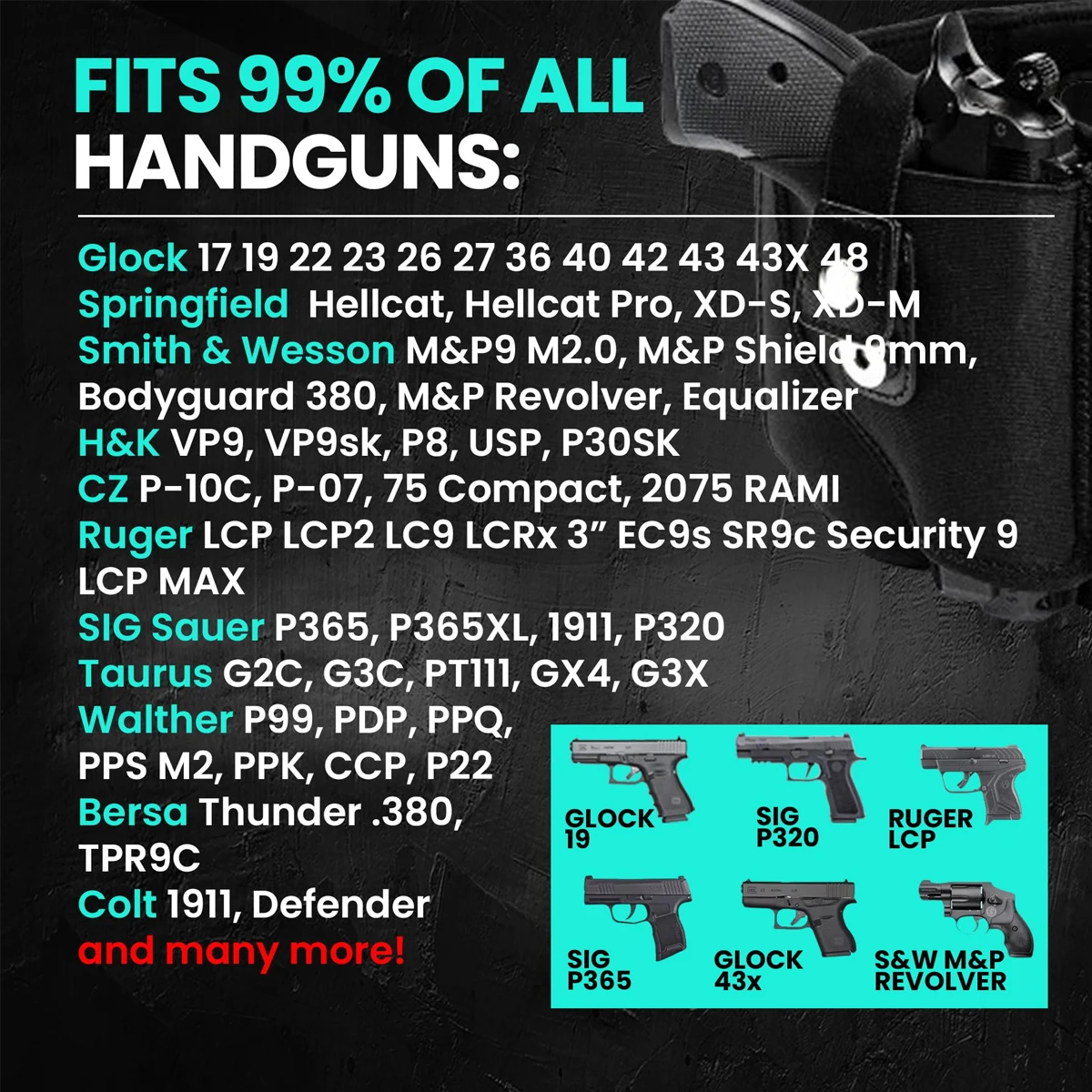 Funda para banda para el vientre para corrector profundo, retención magnética para 99% de pistolas, durabilidad y cierre de grado militar, banda cómoda - imagen 5