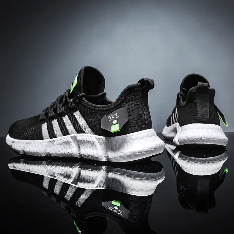 Zapatillas de deporte para hombre, zapatos deportivos transpirables de malla tejida con mosca, novedad de verano, zapatos informales para correr al aire libre para hombre, talla 39-44 - imagen 3