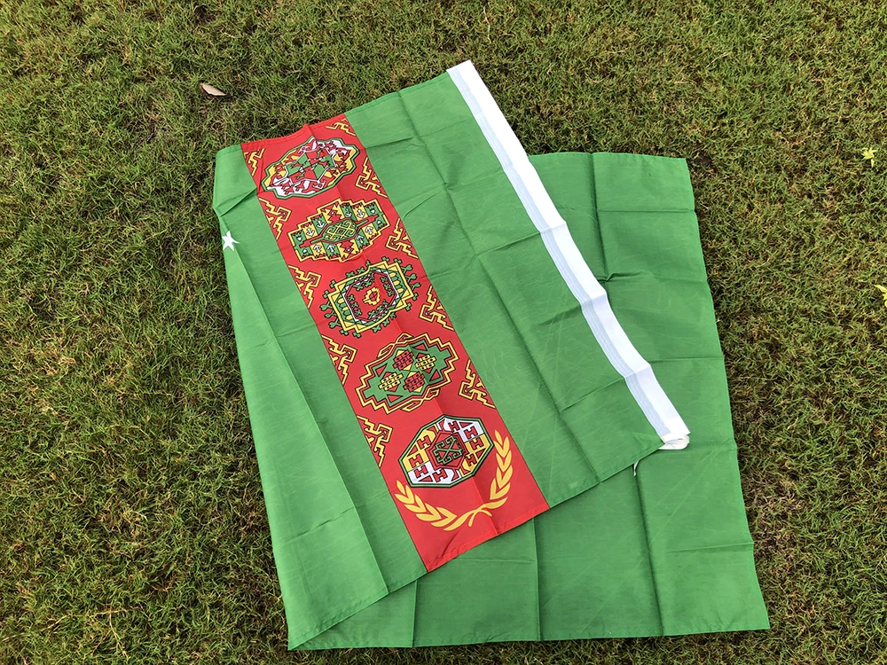 BANDERA DE SKY Bandera nacional de Turmenistán 90x150cm 3x5 pies Banner colgante de poliéster de Turmenistán decoración publicitaria al aire libre - imagen 5