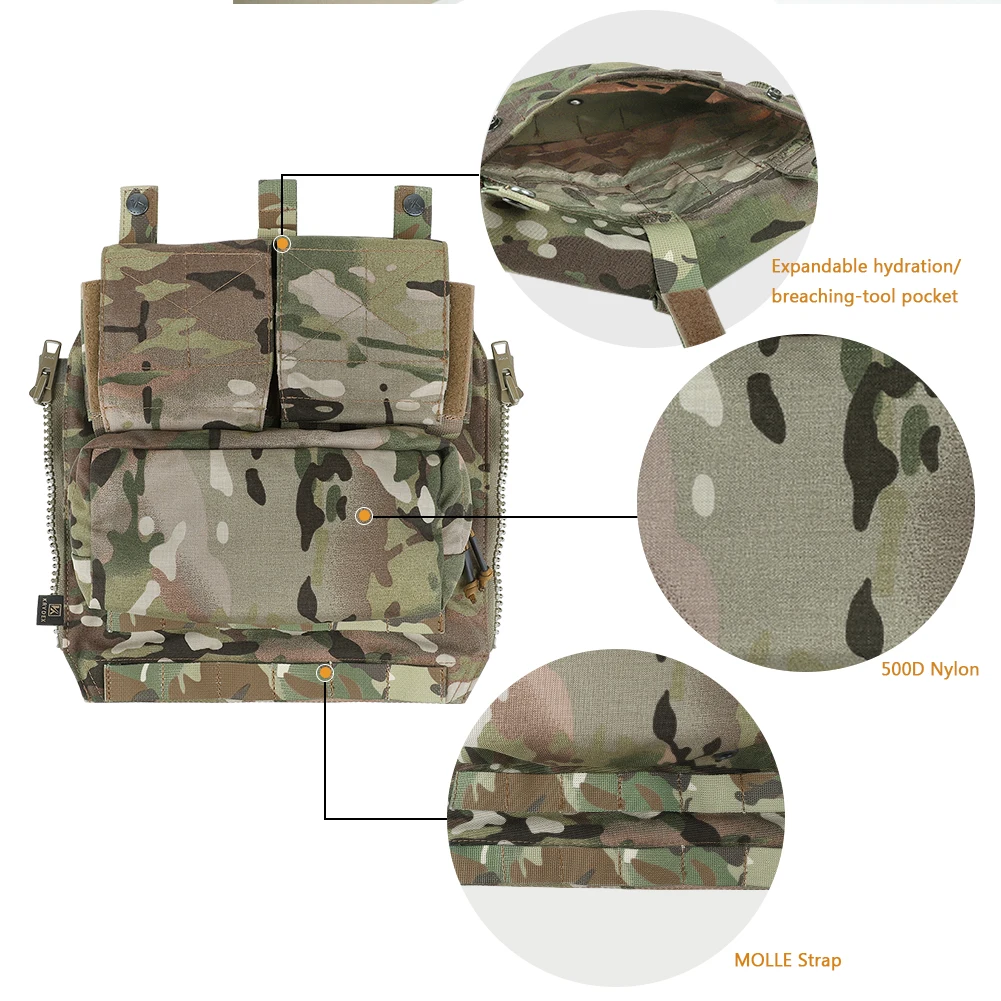 KRYDEX-bolsa táctica con cremallera, portador de placa, mochila, bolsa para CPC NCPC AVS JPC2.0, accesorios para chaleco Airsoft de caza - imagen 5