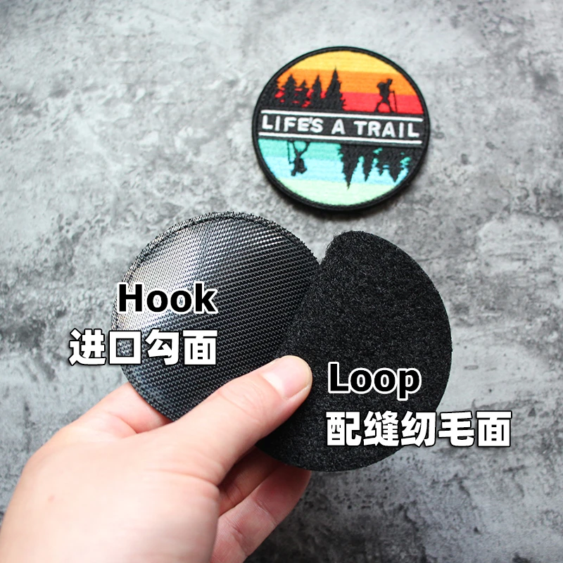 Parches redondos bordados LIFE'S A TRAIL, paisaje al aire libre, escalada, Mar estrellado, imagen invertida, tácticas, brazalete, insignias, bricolaje, decorar - imagen 5