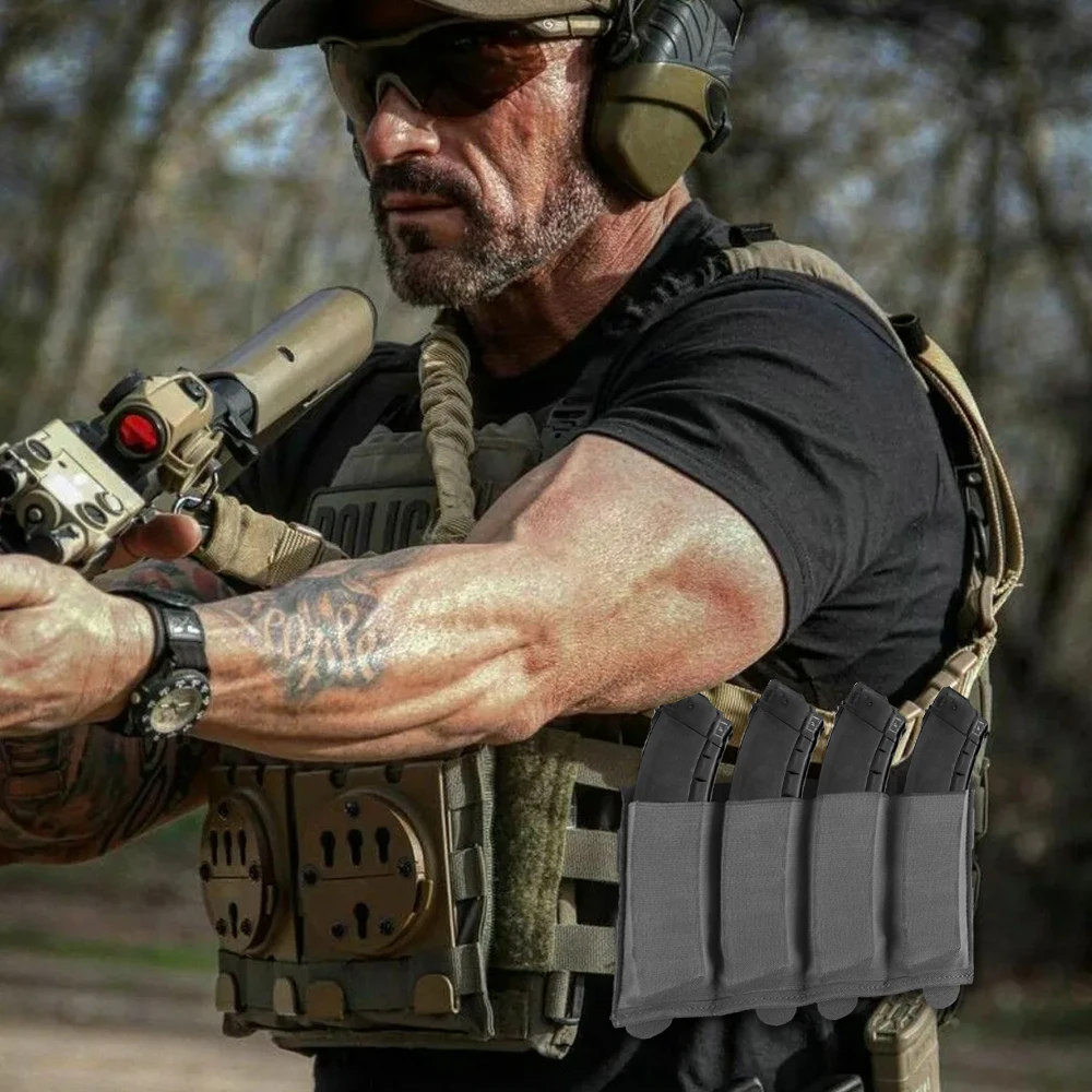 Bolsa magnética de 4 paneles, bolsa táctica MOLLE para revistas, bolsa organizadora de herramientas de utilidad, chaleco de bolsillo Mag de seguridad, bolsa de aparejo para el pecho, funda de caza - imagen 4