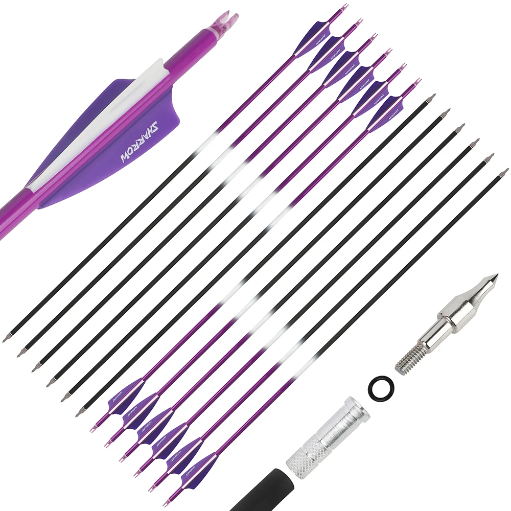 Tiro con arco flecha de carbono paletas de goma 31,5 pulgadas columna vertebral 500 eje de fibra de carbono mezclado 100 grano punta de flecha tiro con arco caza - imagen 4