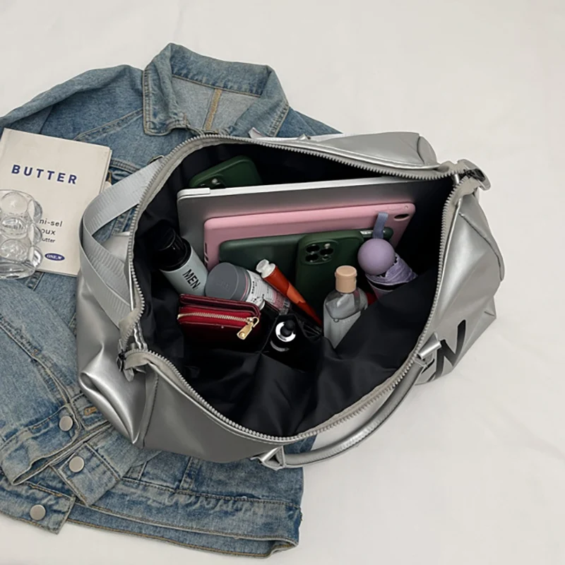 Bolsa de mano para gimnasio, Fitness, Yoga, bolsas de lona deportivas, equipaje de viaje de PU, bolso para acampar al aire libre, escalada, mochila escolar grande de mano para fin de semana - imagen 5