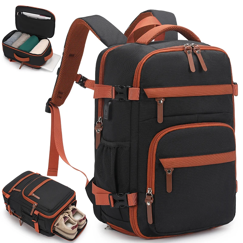 Mochila de escalada USB con bolsillo para zapatos, bolsa de equipaje para viajes al aire libre, viaje de negocios, mochila escolar para ordenador portátil de embarque en seco y húmedo - imagen 3