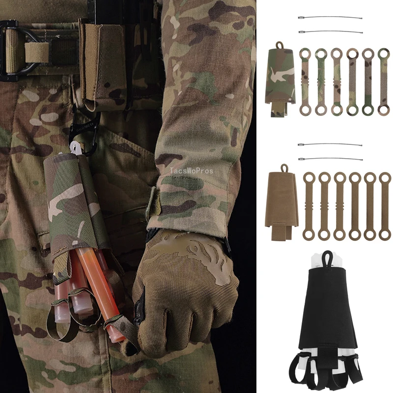 Bolsa de almacenamiento de barras luminosas tácticas, soportes de luz Chem, paquete de 6 bolsas de fluorescencia para deportes de tiro de caza al aire libre