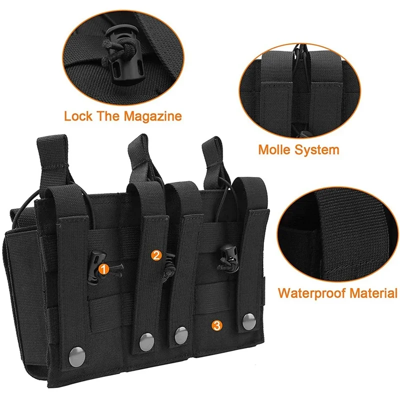 Bolsa Molle Mag 1000D con tapa abierta, soporte Triple para revista, soporte para Rifle, pistola, Mag Carrier para M4 M16 AK AR Glock M1911 9mm - imagen 5